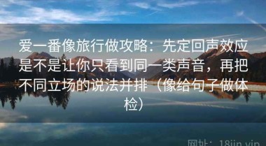 爱一番像旅行做攻略：先定回声效应是不是让你只看到同一类声音，再把不同立场的说法并排（像给句子做体检）