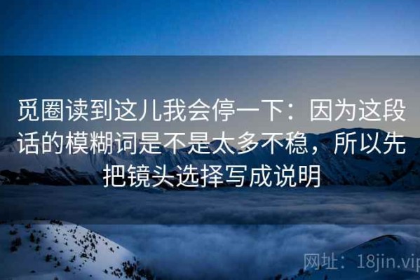 觅圈读到这儿我会停一下：因为这段话的模糊词是不是太多不稳，所以先把镜头选择写成说明