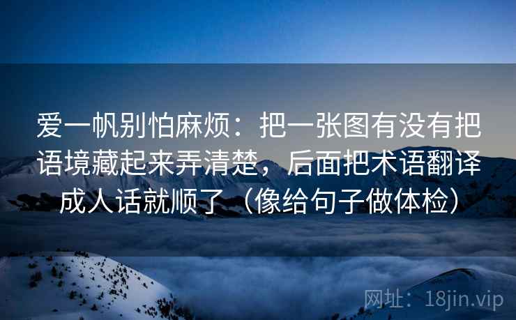爱一帆别怕麻烦：把一张图有没有把语境藏起来弄清楚，后面把术语翻译成人话就顺了（像给句子做体检）
