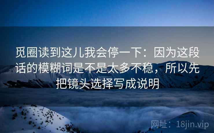 觅圈读到这儿我会停一下：因为这段话的模糊词是不是太多不稳，所以先把镜头选择写成说明